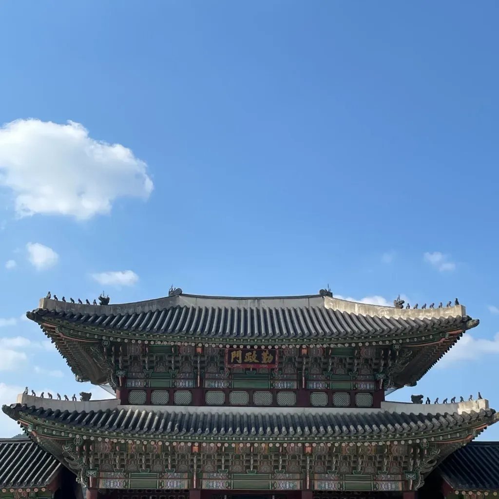 Detailed roof architecture and animal statues at Gyeongbokgung Palace