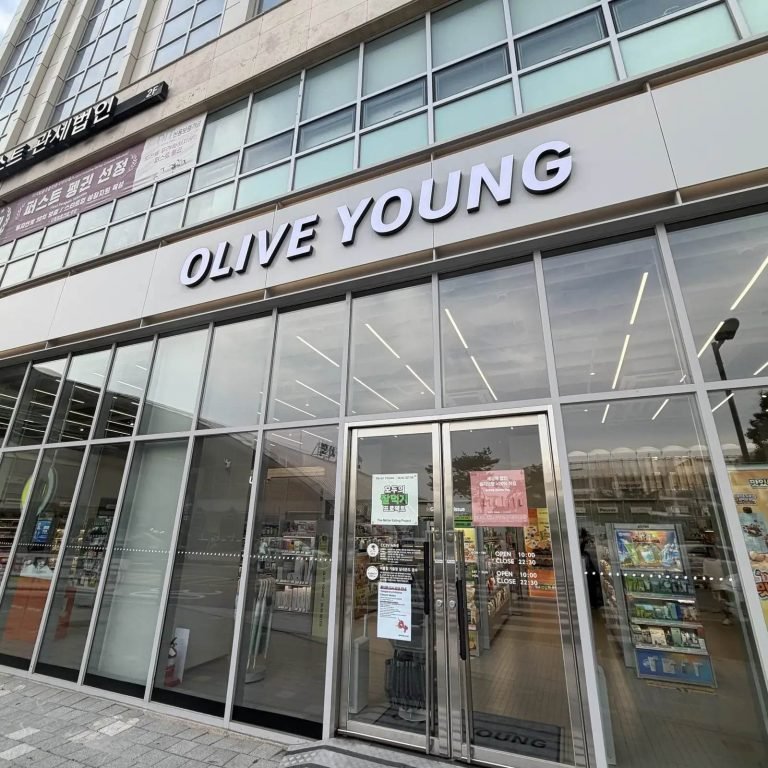 Olive Young flagship store entrance and storefront in Seoul for foreign shoppers guide
