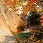 Autumn foliage and waterfall in Seoraksan National Park