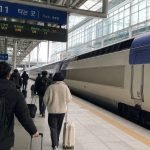 KTX train at Seoul Station platform for travelers going from Seoul to Busan