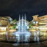 Fountain plaza at Yeoju Premium Outlets at night